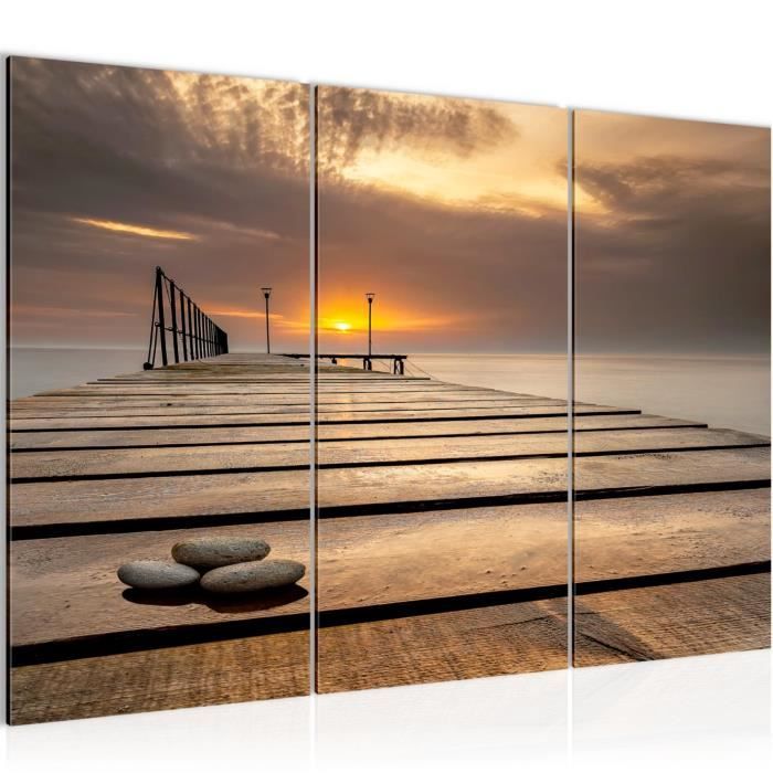 Tableau Sur Toile 120x80cm – Plage Et Soleil, Art Mural Prêt à Accrocher, Visario