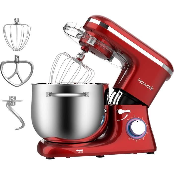 Robot De Cuisine Multifonction COOKLEE 6 En 1 - 1500W, Bol 8L Inox, 10 Vitesses, Avec Accessoires (pétrin, Batteur...)