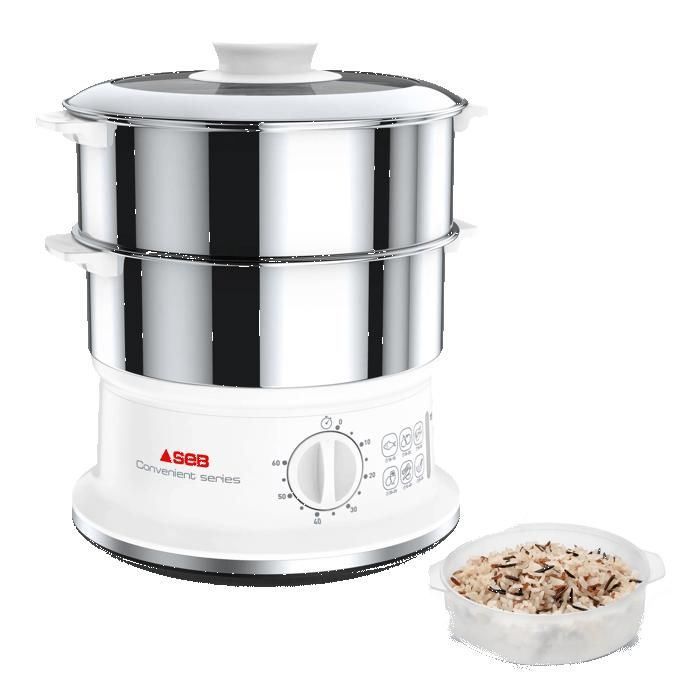 seb cuiseur vapeur vc145100 6 l 980 w inox et blanc cdiscount electromenager