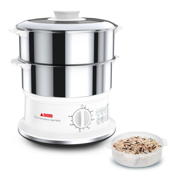 TEFAL Cuiseur vapeur, Bols en acier inoxydable empilables, Minuterie, Arrêt automatique, Cuisine saine VC145100