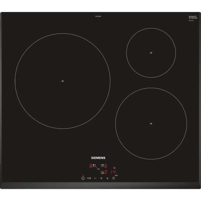 Siemens Plaque De Cuisson Induction 60cm 3 Feux 4600w Noir