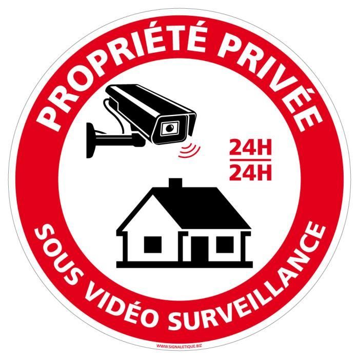 Panneau Interdiction de Stationner - Propriété privée sous  vidéosurveillance 24h24 - Aluminium 2 mm Aluminium 2 Mm - Cdiscount