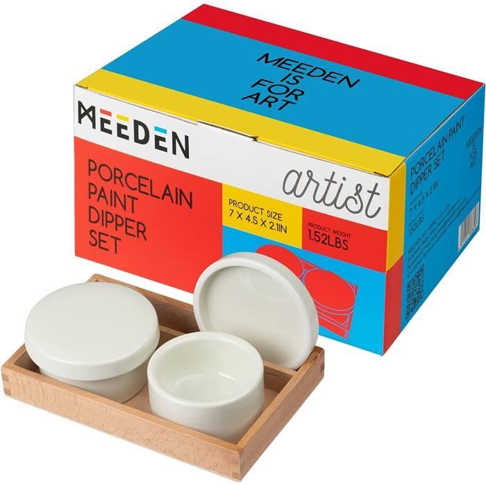 MEEDEN Grande Palette En Céramique Pour Artistes - Plateau Mélange Aquarelle Gouache Acrylique Blanc