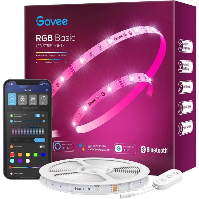 Govee Ruban LED 10m, Bande LED RGB WiFi Fonctionnant avec Alexa et