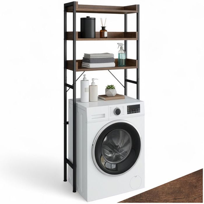 Meuble de salle de bain - TECTAKE - Étagère de salle de bain SEATTLE 3 étagères en bois et acier 67 x 25 x 165 5 cm - Bois foncé Meuble de salle de bain - TECTAKE - Étagère de salle de bain SEATTLE 3 étagères en bois et acier 67 x 25 x 165 5 cm - Bois foncé