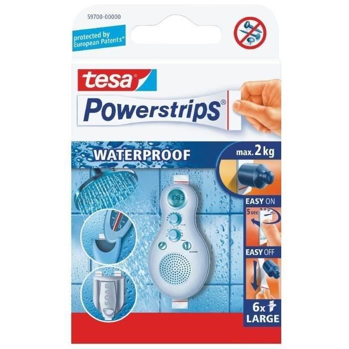 TESA Lot de 6 crochets Powerstrips - Waterproof
