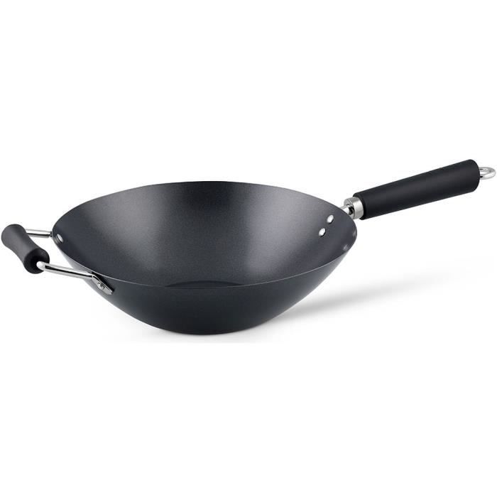 TOM poêle wok Excellence 35 cm acier inoxydable noir