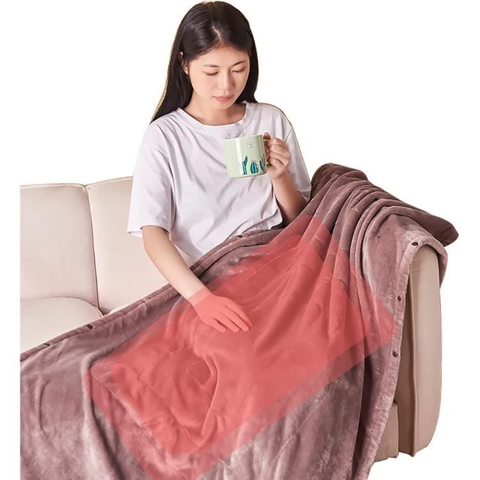 Couverture Électrique CURECURE Double 130x180 Cm | Flanelle Douce, 6 Niveaux Chauffage, Arrêt Auto 6H - Gris Clair