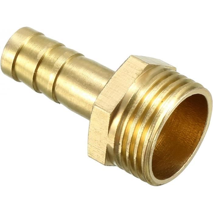 sourcing map 10mm Raccord Cannelé Tuyau Laiton Barbelé 90 Degré Coude