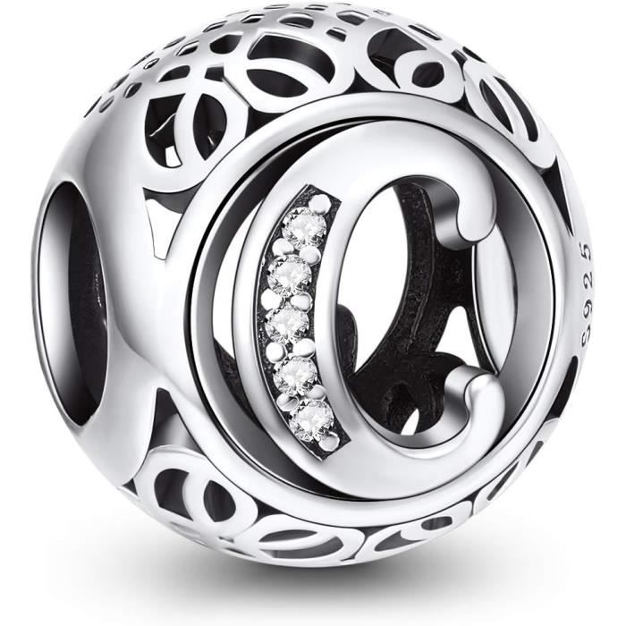 Eternalll Jewellery Perles En Argent Sterling 925 Authentique Avec Lettres De L'alphabet De A à Z Pour Bracelets Ou Colliers Pandora Pour Femmes, Cristal, Cristal