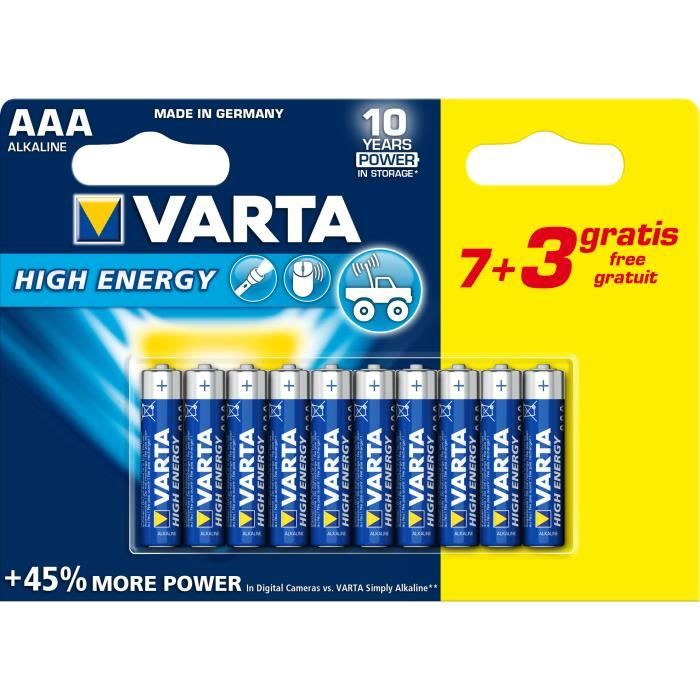 Varta - Pack de 10 piles AAA LR3 High Energy - Cdiscount Jeux - Jouets