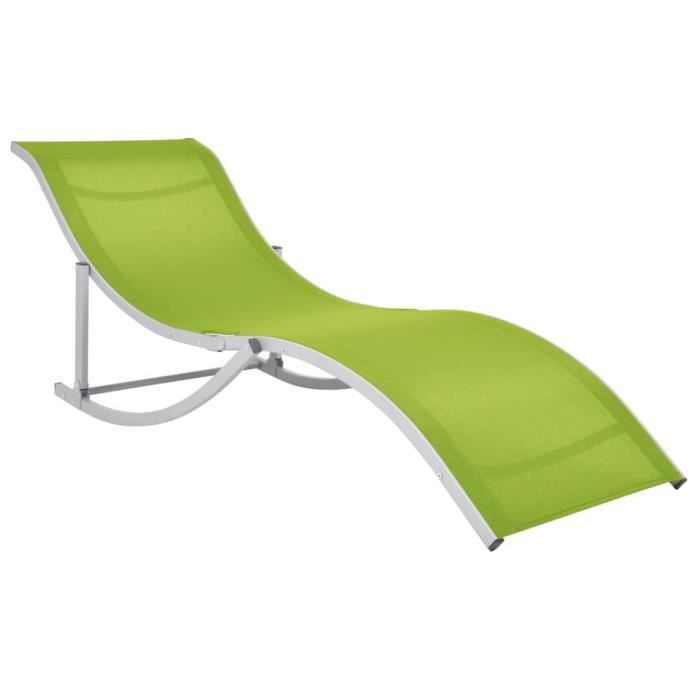 YUM Bains de soleil Chaises longues pliables 2 pcs vert et gris