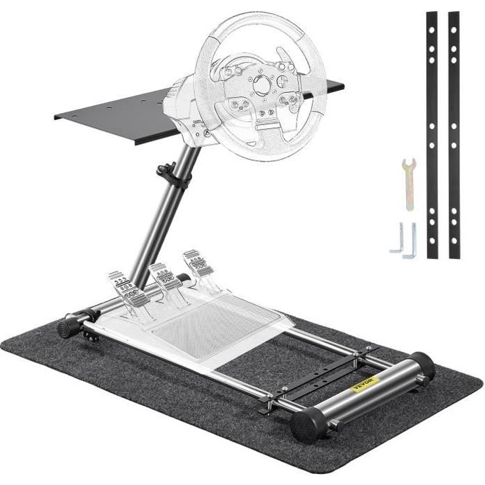 VEVOR Support de Volant de Course G29 57x49cm Logitech G27 G25 Support Simulateur de Course Réglable en Acier Inoxydable 14kg Volant de Jeu de Course Levier de Vitesse V2 Volant Pédale Non Inclus