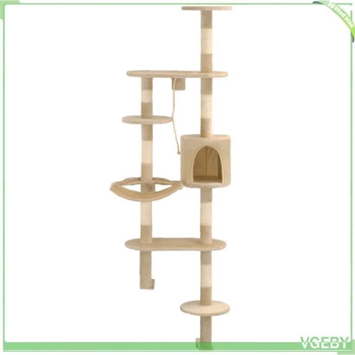 Meilleurs prix pour Arbre à chat - VGEBY - 194 cm - Beige - Montage mural - Griffoirs en sisal