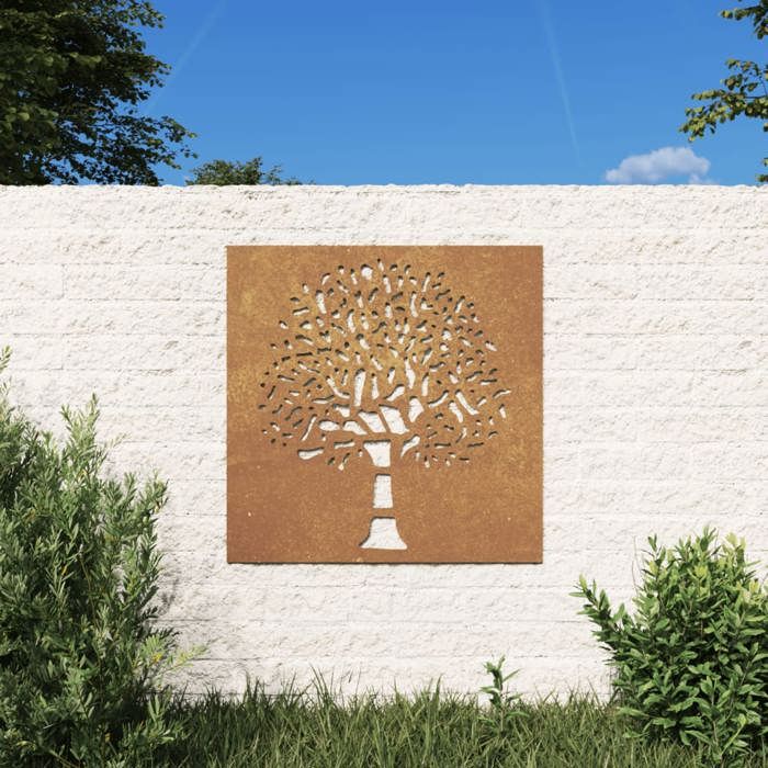 VidaXL Décoration murale jardin 55x55 cm acier corten design d'arbre ...