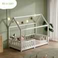 Lit Cabane pour enfants Montessori avec barre de sécurité 160x80cm Lit Design Maison-1