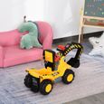 Tracteur tractopelle enfant dès 3 ans coffre panier de basket intégré et balles HDPE jaune noir-1