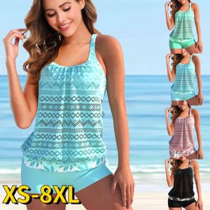Maillot De Bain Tankini Uxxnjfg - 2 Pièces, Taille Haute, Grande Taille | Sexy, Confortable Plage