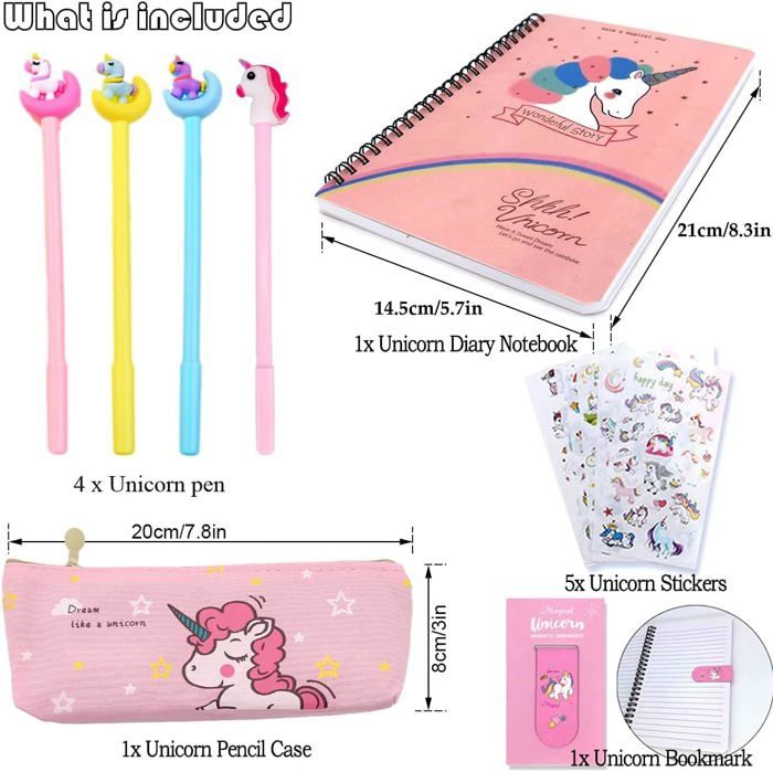 Ensemble De Papeterie Licorne Pour Filles, Coffret Cadeau Licorne