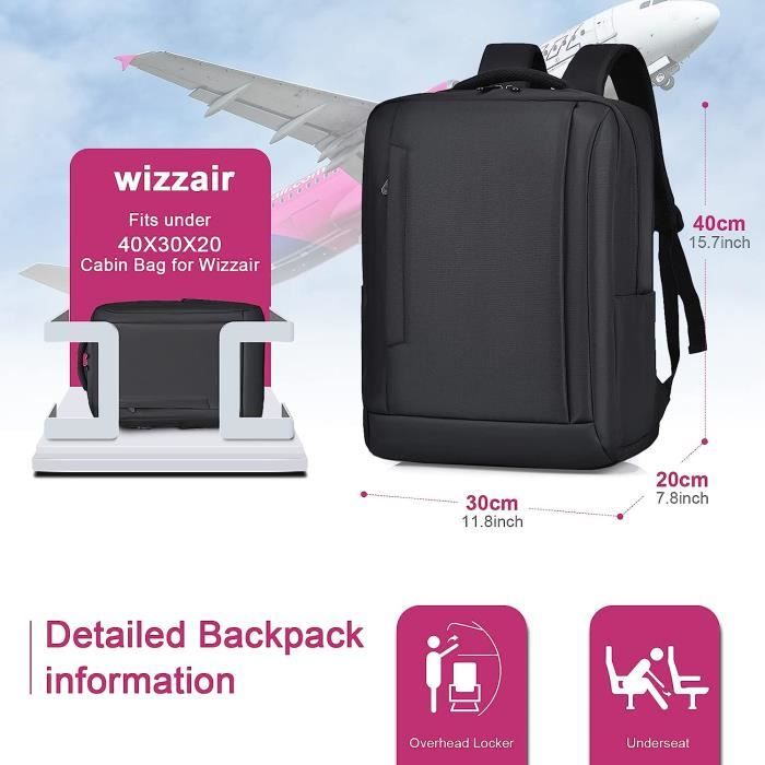 Bagage Cabine 40X30X20 Wizzair Taille Maximal, Extensible Sac A Dos Voyage Cabine  Avion Imperméable Noir Oxford Sac Ordinateu[x4129] 40x30x20 Wizzair Oxford  - Cdiscount Bagagerie - Maroquinerie