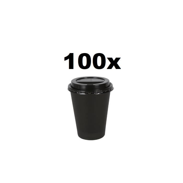 100 x gobelets jetables à café en carton brun 180ml+ couvercles