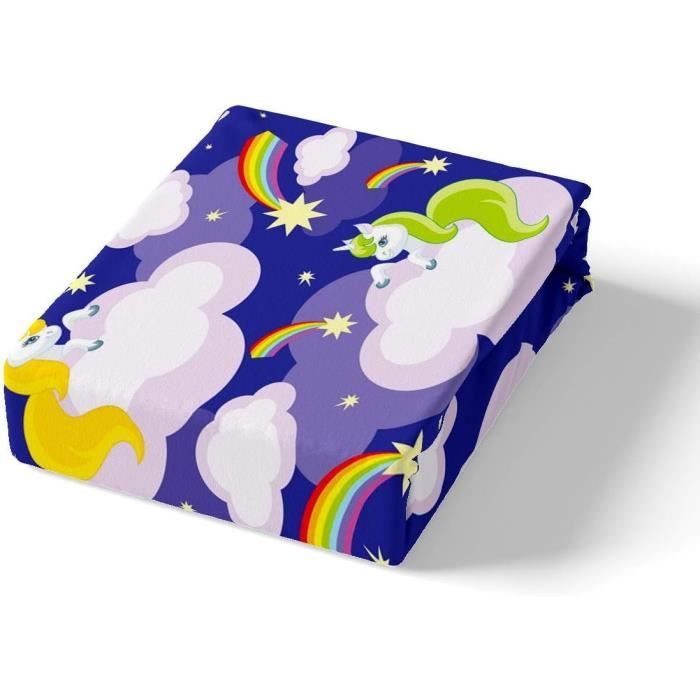 Générique Housse De Couette 90x190 Enfant Rainbow Licorne - Parure De