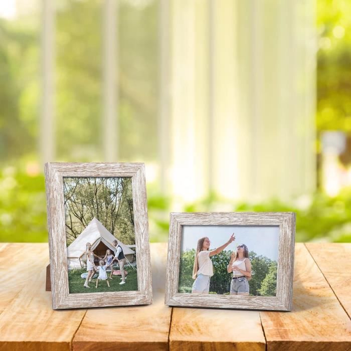 Lot De 3 Cadres Photos En Bois 10x15 Cm Avec Verre – Déco Murale Ou Pose Sur Meuble