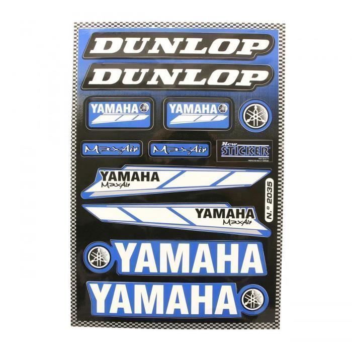 Planche de stickers autocollant YAMAHA DUNLOP bleu et blanc pour moto  scooter 50 - Cdiscount Auto