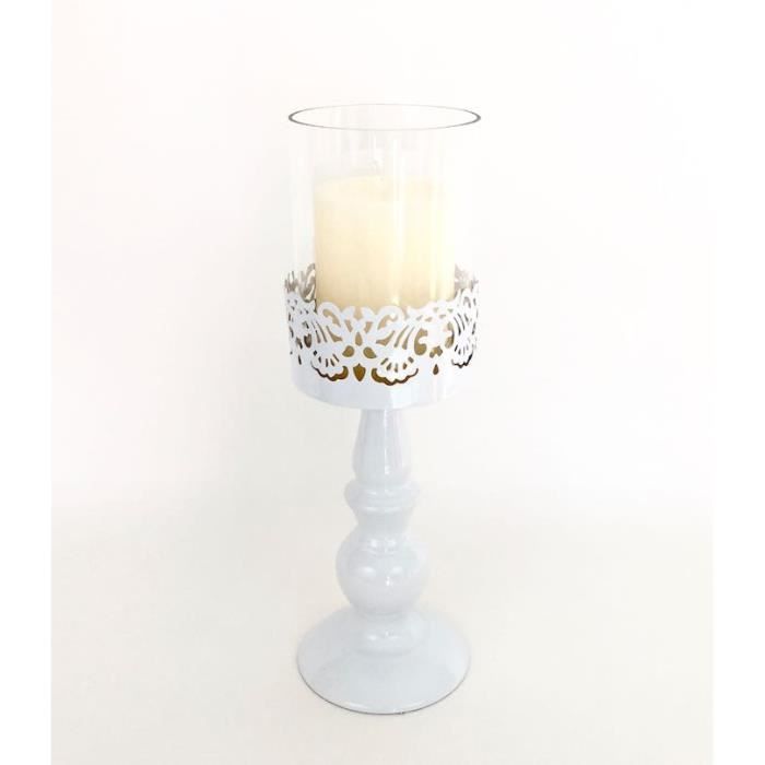 Bougeoir étoile En Verre - Base Blanche - Maison Futée - NEUF
