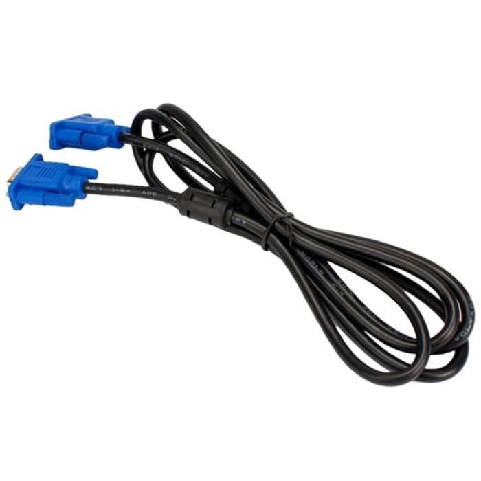 Câble VGA Mâle/Mâle 2 Mètres - Noir - Pour Connecter PC, Moniteur, Projecteur