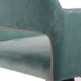 URBAN MEUBLE Chaise de bureau Scandinave en velours aqua roulant pivotant avec accoudoirs, réglable en hauteur 55*56*75-85cm-2