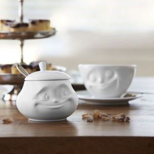 YBK Tech Ensemble Pot à Lait Et Sucrier Porcelaine Rayée - Service Café Élégant
