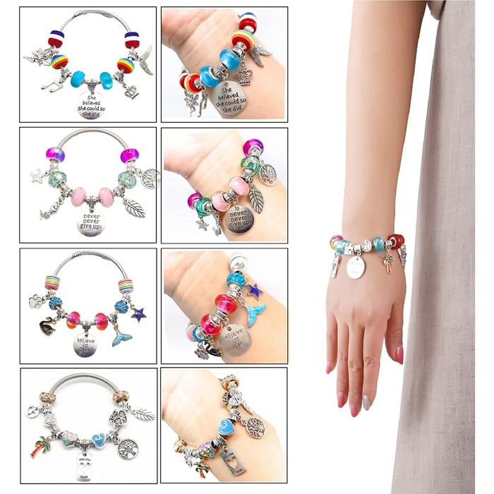 Fille 5-12 Ans Enfant Jouet, Bracelet Bijoux Enfants Fille 5+ Ans, Charms Bracelet Kit Fabrication Creation Bijoux - Beaux-Arts et Loisirs créatifs