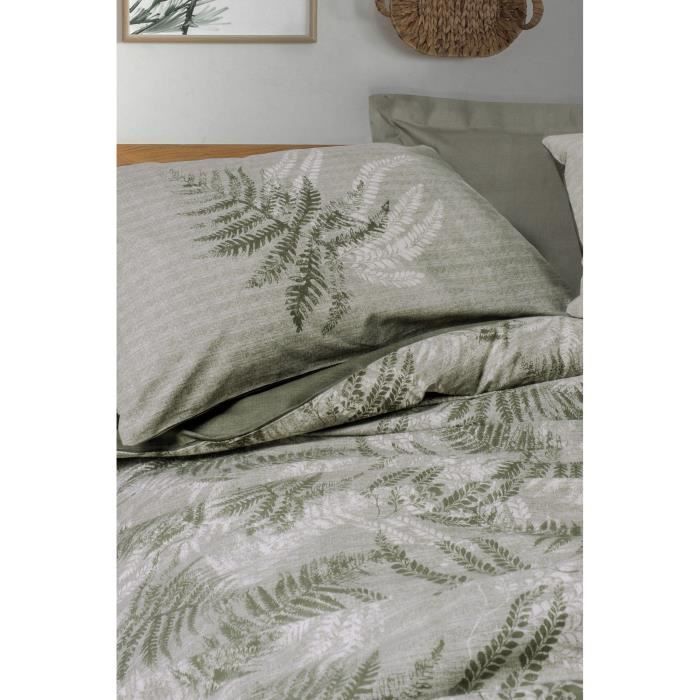 Housse De Couette 160x210 Cm Microfibre Kaki - 1 Pièce Douce Et Respirante