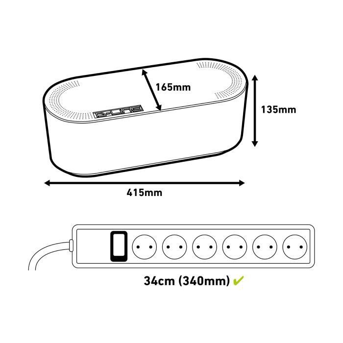 D-Line Boîte de Rangement de Câbles Boîte Cache-Câble Rangement câbles  Blanc, Grande Boîte pour