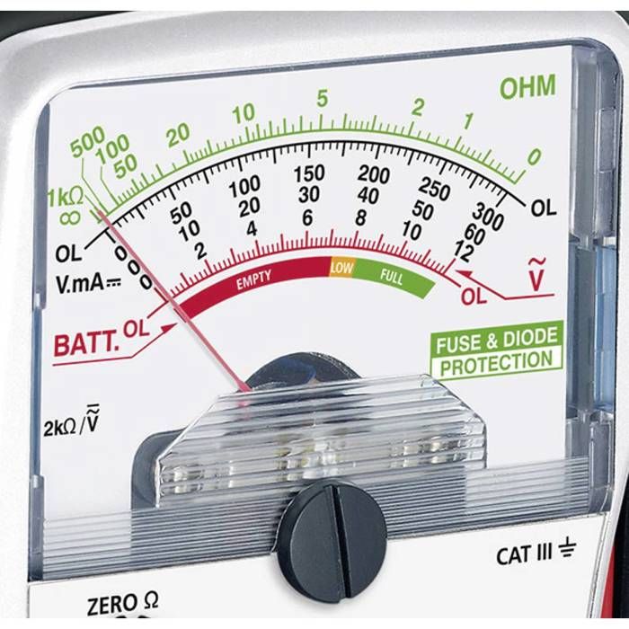 Peak Tech Multimètre Analogique CAT III 600V - Ampèremètre DC 10A, Voltmètre 500V AC/DC, Ohmmètre