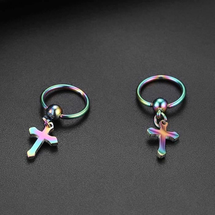 Boucles D'oreilles Créoles Plaqué Argent - Vernis Rouge - 925 Sterling - Sans Emballage, Neuf