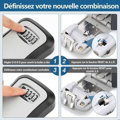 Coffre à Clés Sécurisé à Code Réinitialisable Boîte De Verrouillage Murale 4 Chiffres Bleu Item 12640879
