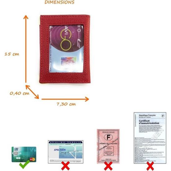 Porte-Carte Navigo Simple 1 À 2 Carte Transparent + Étui Carte Rfid,  Compact En Cuir Existe En Plusieurs Couleur Pour Homme [x307]
