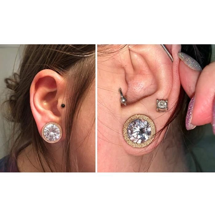 Tunnels Oreille Acier Chirurgical Avec Zirconium - Multiple Tailles - Style Fleur