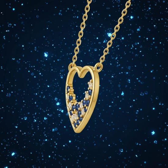 Collier Cœur Plaqué Or 18 Carats Avec Zirconium - Longueur 40+5cm, Neuf Avec étiquettes