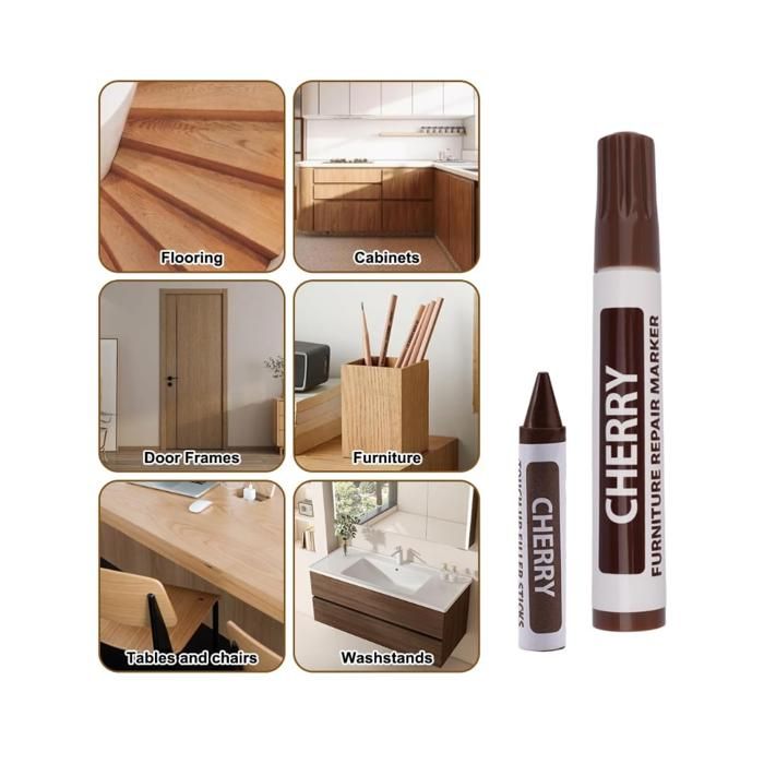 Kit De 6 Marqueurs De Réparation Pour Meubles En Bois - Retouche Rayures Parquet