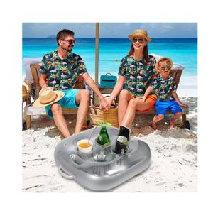 Bar Flottant Gonflable Piscine 9 Trous Avec Pompe – Porte-Boissons, Fruits, Téléphone – Support Noir Pour Vin, Canettes, Apéro – Cadeau Été