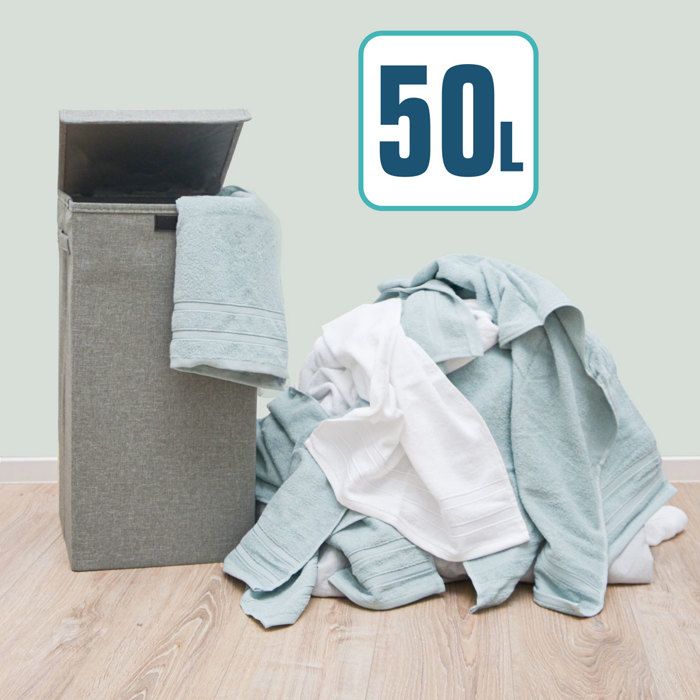 Panier à Linge Sale En Coton Tissé 53L – Pliable, Poignées Renforcées – Idéal Chambre, Buanderie, Enfant, Dortoir – Naturel & Écologique