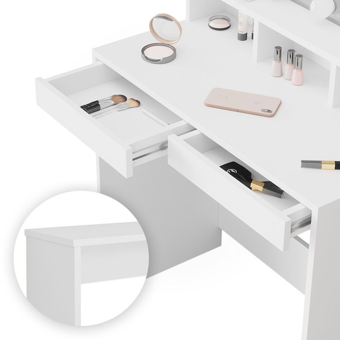 Coiffeuse Ania VICCO Avec LED Et Miroir - Blanc - Neuf En Carton