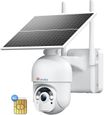Caméra de Surveillance Solaire Extérieure sans Fil Ctronics 4G/3G LTE Blanc 10400mAh Batterie 30m Vision Nocturne Couleur-0