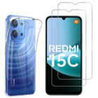 Coque et protection écran - PHONILLICO - Xiaomi Redmi 15C 4G - Souple - Transparent - 2 Verres Trempé