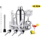 ACMETOP 12Pcs Shaker à Cocktail Professionnel 550ml, Kit de Cocktail Shaker Outils de Barman Cocktail avec Support en Acier Inoxydable