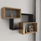 IDMARKET Etagère murale double position LOUANE bois façon hêtre et noir