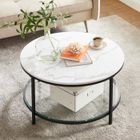 Table Basse VASAGLE Façon Marbre Support en Verre Trempé Style Moderne Blanc Marbré et Noir LCT071B13